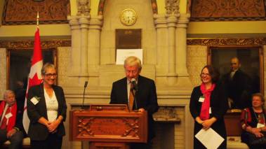 CAC co-chairs, Kate Cornell and Carmen Gibbs, and Deputy Speaker Joe Comartin. Photo Credit: FCCF